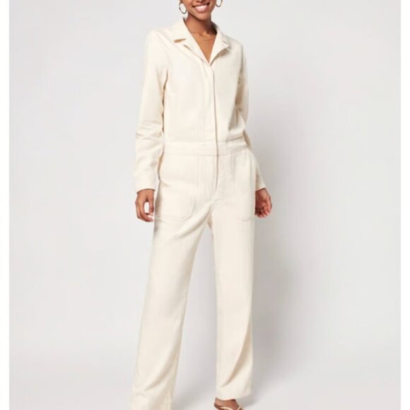 FAHERTY Overland Twill Jumpsuit Stretch Organic Cotton Natural  NWT Size S - Picture 3 of 13